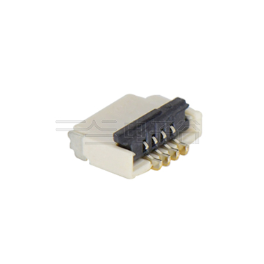 Pitch 0.50mm 90°H1.00mm 卧贴双面接后掀盖 SMT型 FPC 04pin 本色 镀半金接触点及焊接脚点1u"，镍底35-60u.